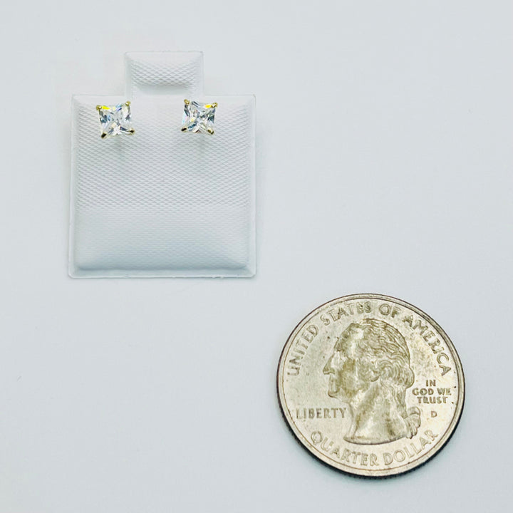 14K Yellow Gold Princess Cut Studs (4mm)