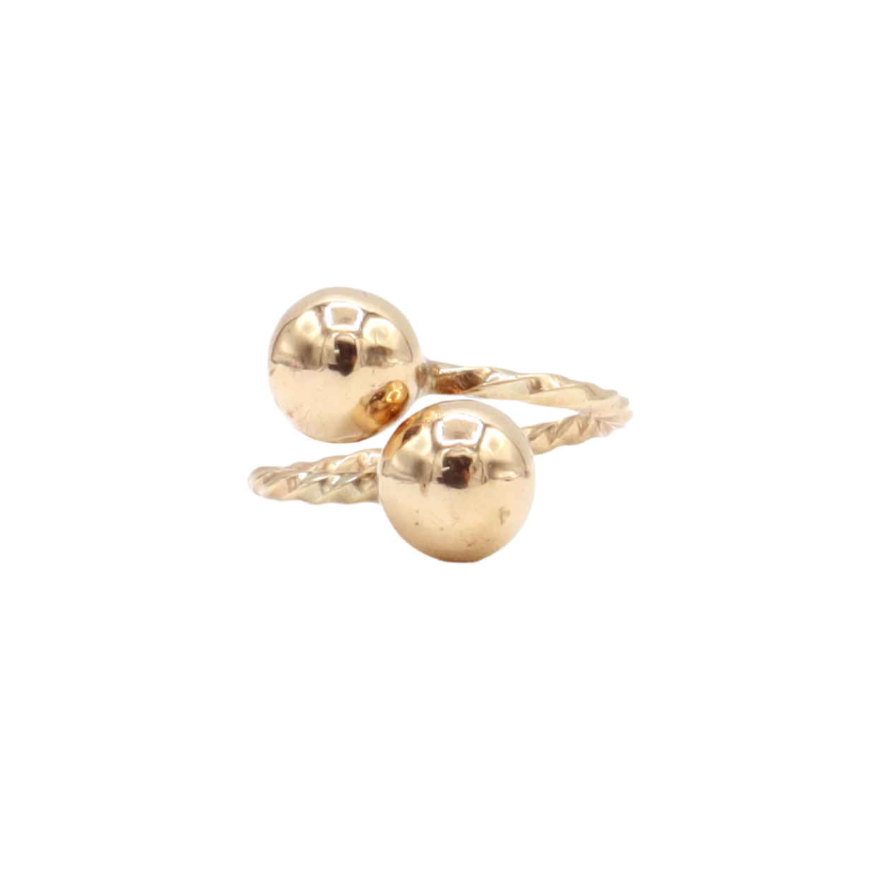 10K Solid Yellow Gold Adjustable Beaded Band Ring
