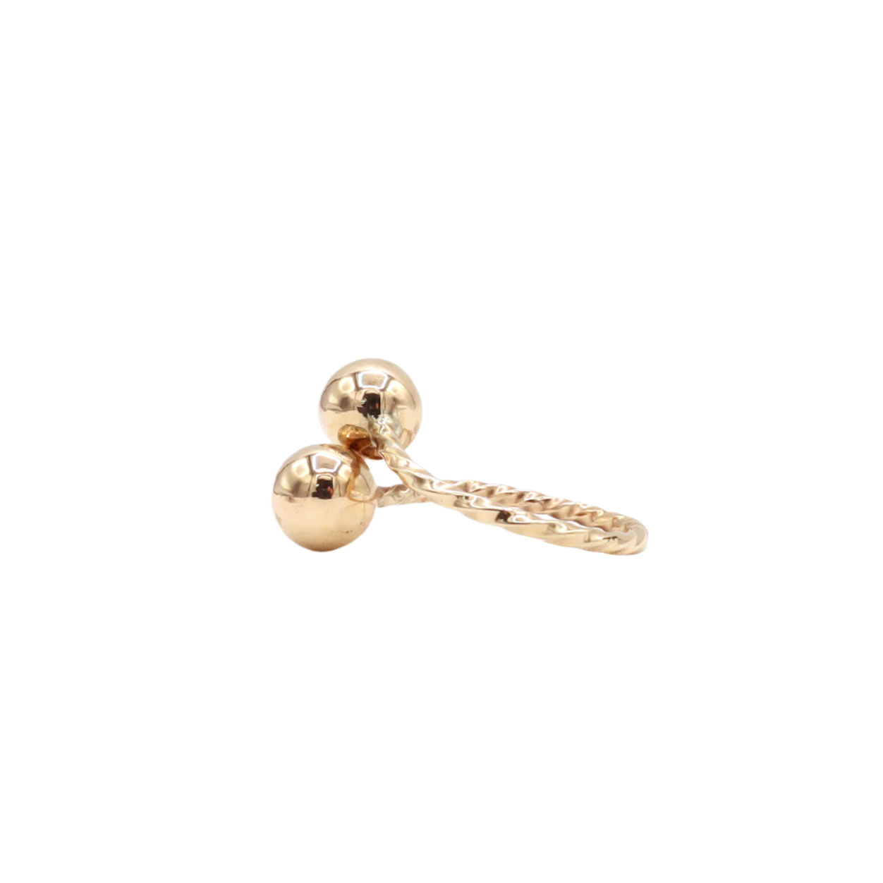 10K Solid Yellow Gold Adjustable Beaded Band Ring