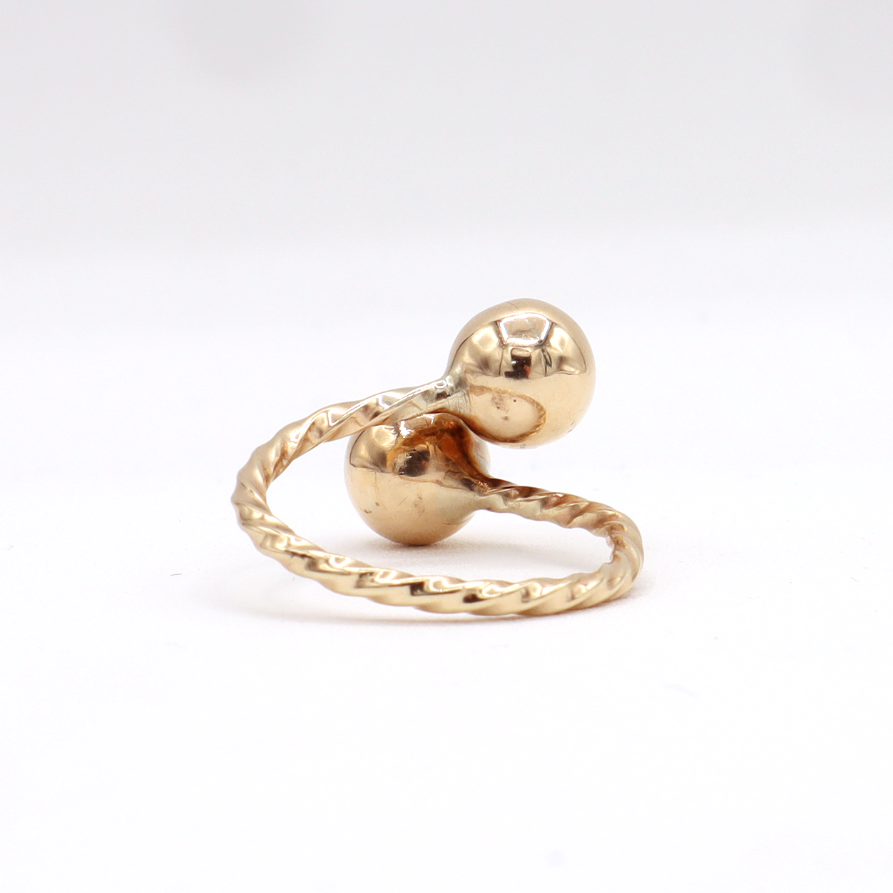 10K Solid Yellow Gold Adjustable Beaded Band Ring