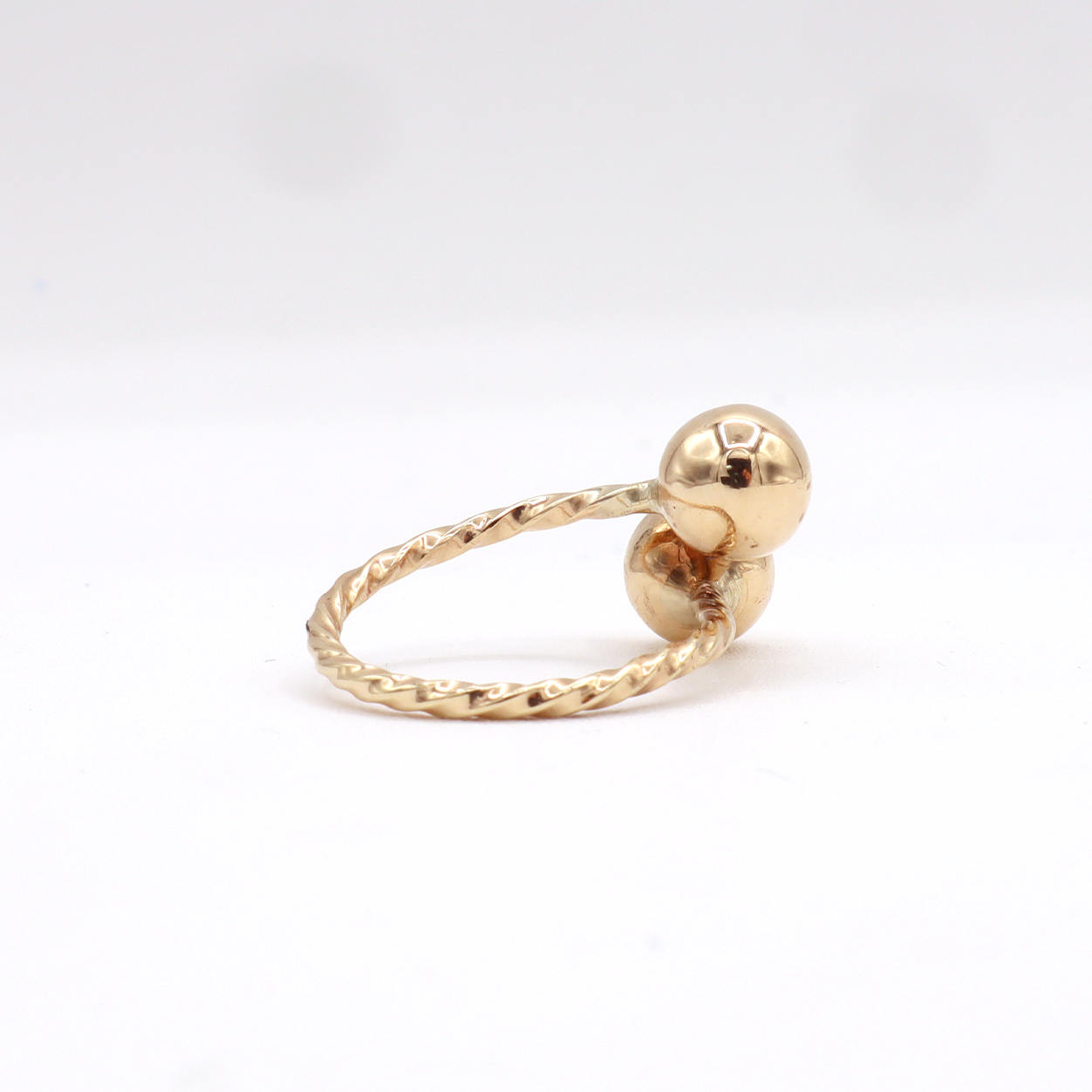 10K Solid Yellow Gold Adjustable Beaded Band Ring