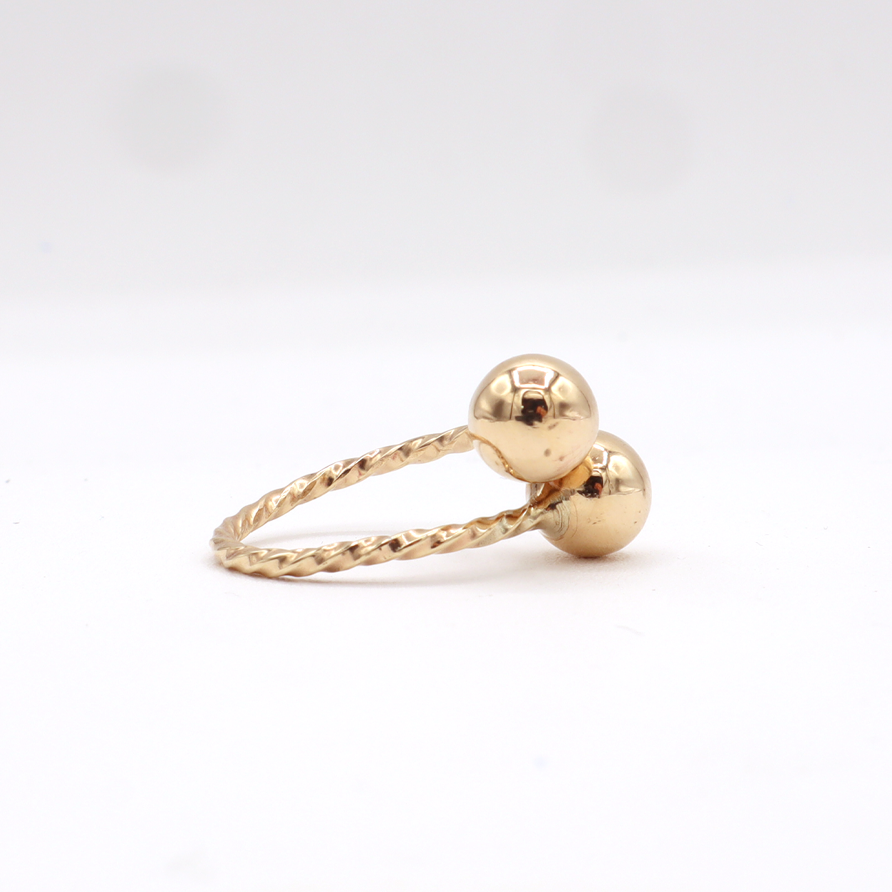 10K Solid Yellow Gold Adjustable Beaded Band Ring