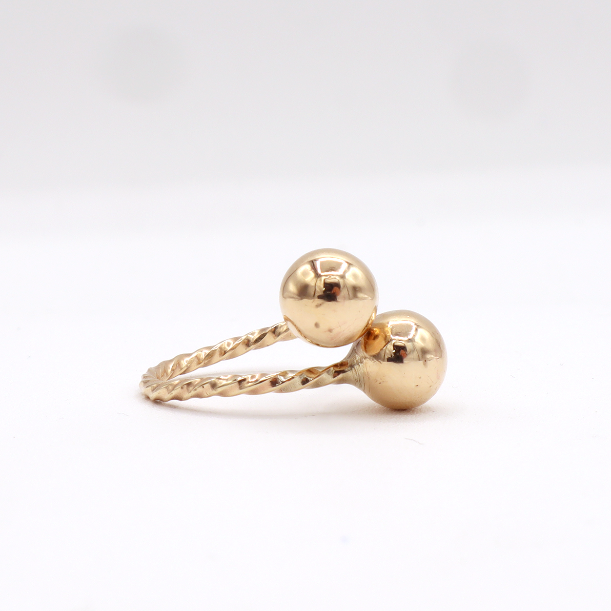 10K Solid Yellow Gold Adjustable Beaded Band Ring