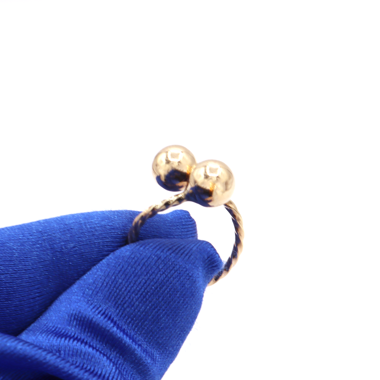 10K Solid Yellow Gold Adjustable Beaded Band Ring