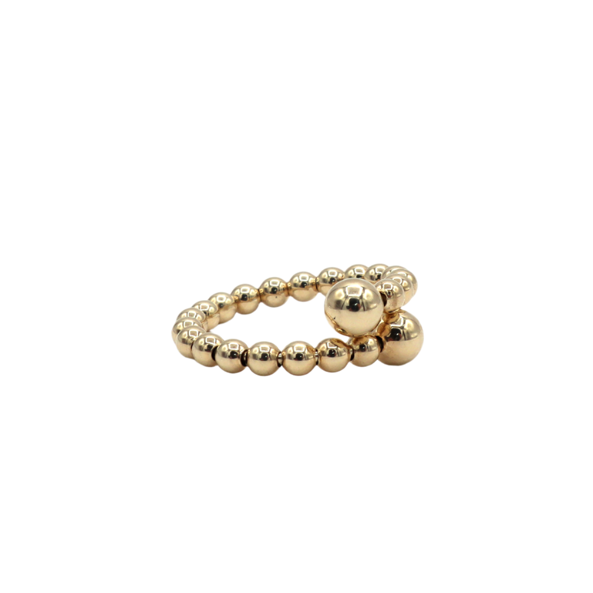 14K Solid Yellow Gold Adjustable Beaded Ring