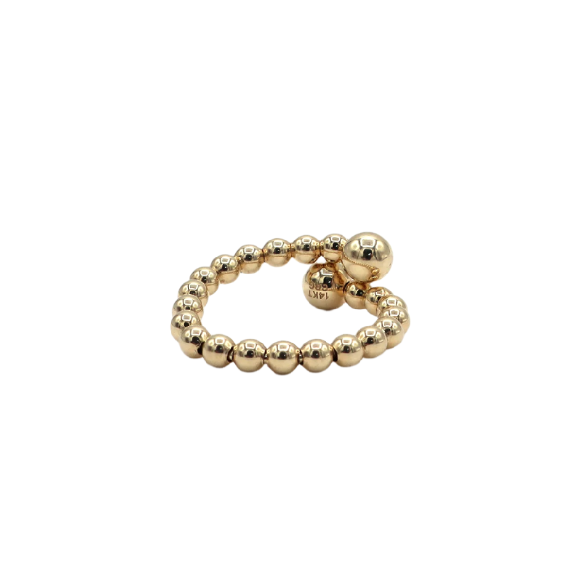 14K Solid Yellow Gold Adjustable Beaded Ring