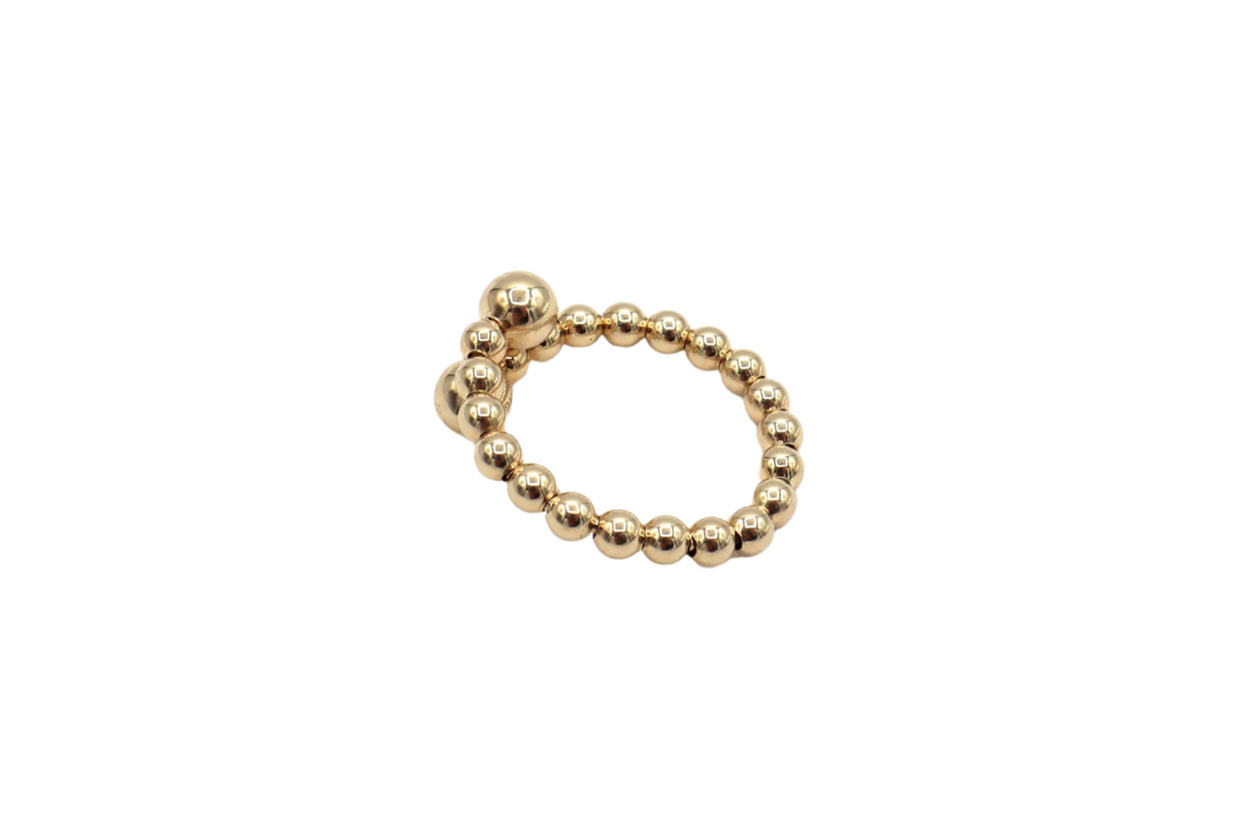 14K Solid Yellow Gold Adjustable Beaded Ring
