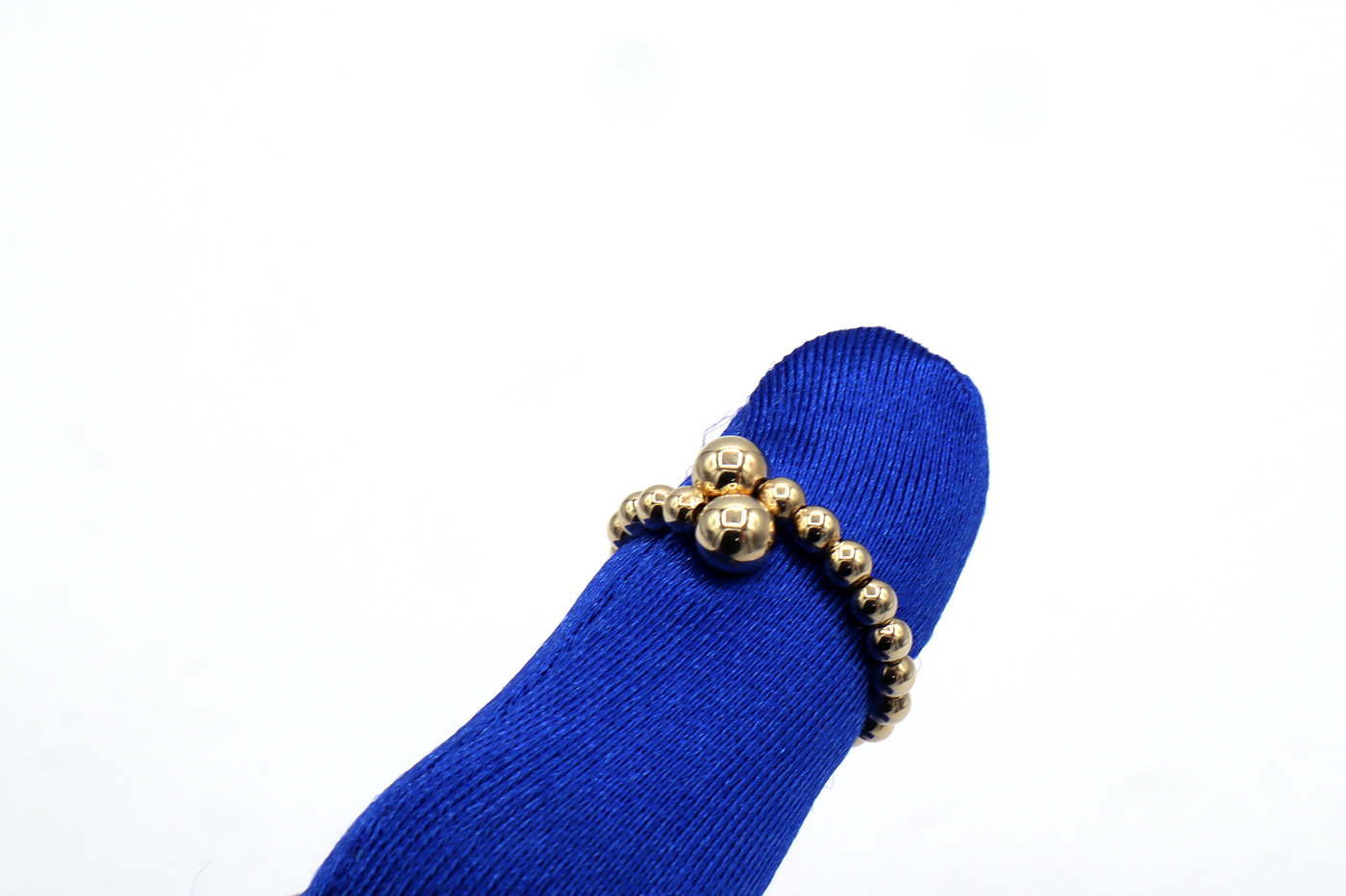 14K Solid Yellow Gold Adjustable Beaded Ring