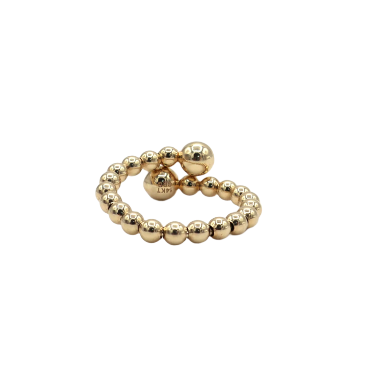 14K Solid Yellow Gold Adjustable Beaded Ring