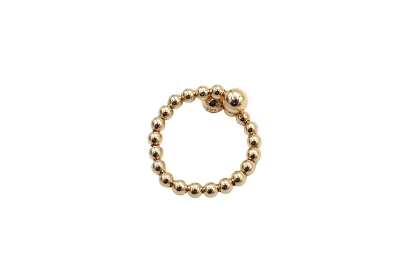 14K Solid Yellow Gold Adjustable Beaded Ring
