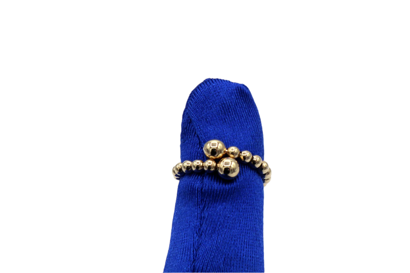 14K Solid Yellow Gold Adjustable Beaded Ring