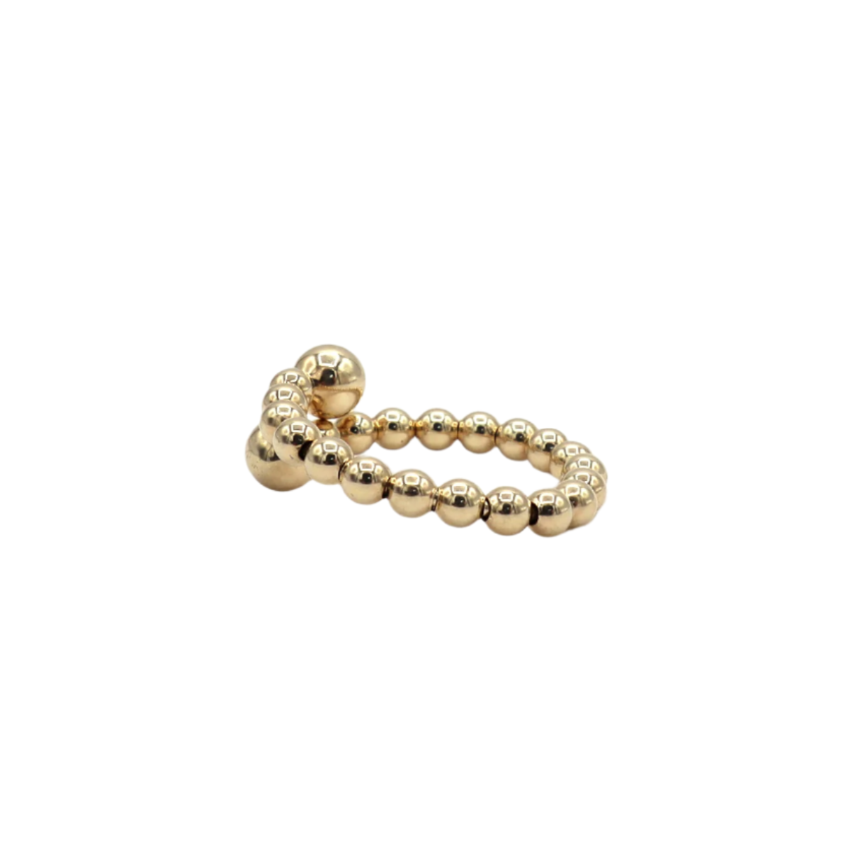 14K Solid Yellow Gold Adjustable Beaded Ring
