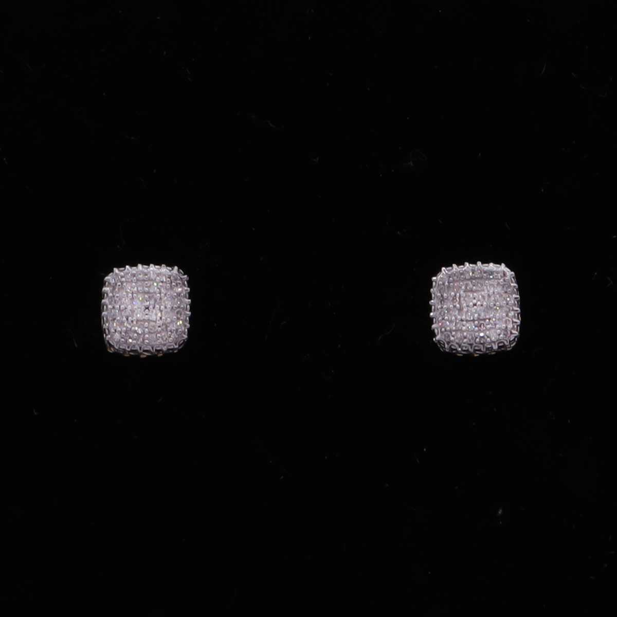 All Pavé square Diamond Stud Earrings 10K Yellow Gold - STF DIAMONDS