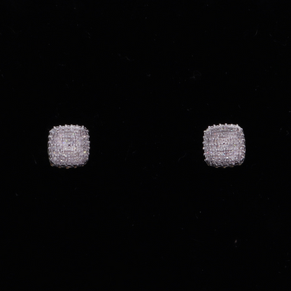 All Pavé square Diamond Stud Earrings 10K Yellow Gold - STF DIAMONDS