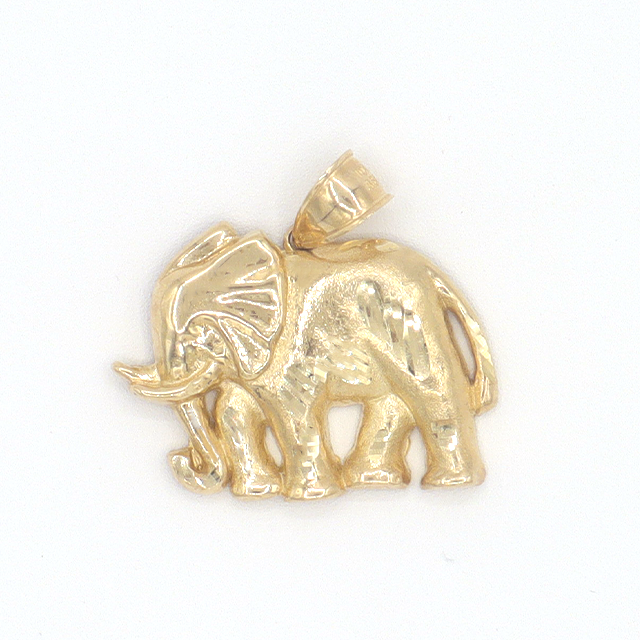 10K Solid Yellow Gold Diamond-Cut Elephant Charm
