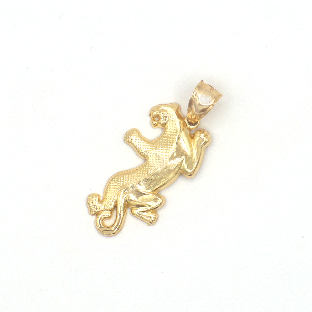 10K Solid Yellow Gold Diamond-Cut Puma Charm