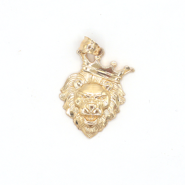 10K Solid Yellow Gold Diamond-Cut Lion King with Crown Charm
