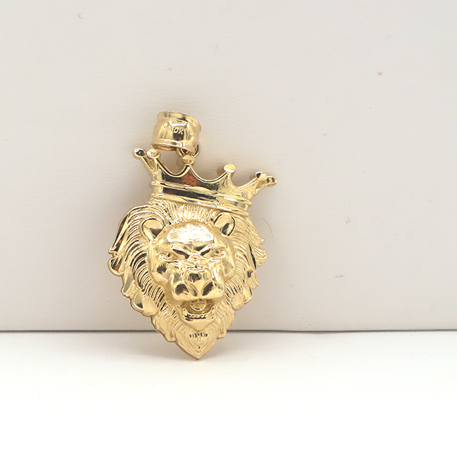10K Solid Yellow Gold Diamond-Cut Lion King with Crown Charm