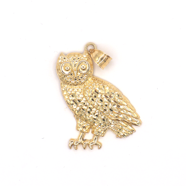 Animal Owl Seeing Through the night 10K Pure Yellow Gold Charm - STF DIAMONDS