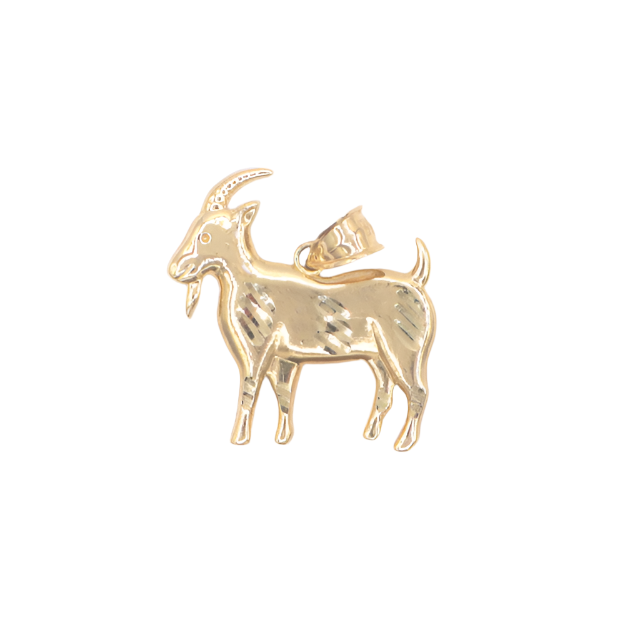 10K Solid Yellow Gold Diamond-Cut Goat Charm