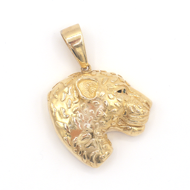 Animal The panther with green eye 10K pure Yellow Gold - STF DIAMONDS