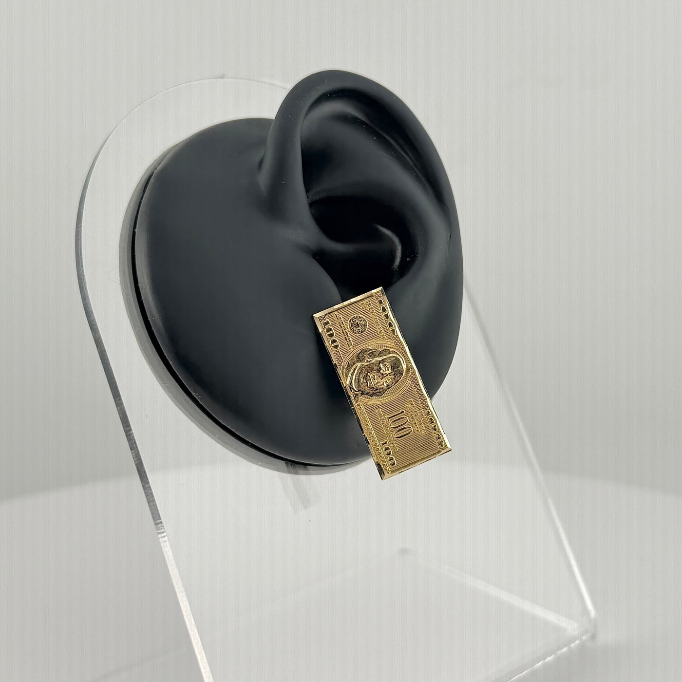 10K Yellow Gold $100 Bill Earrings