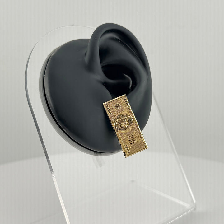 10K Yellow Gold $100 Bill Earrings