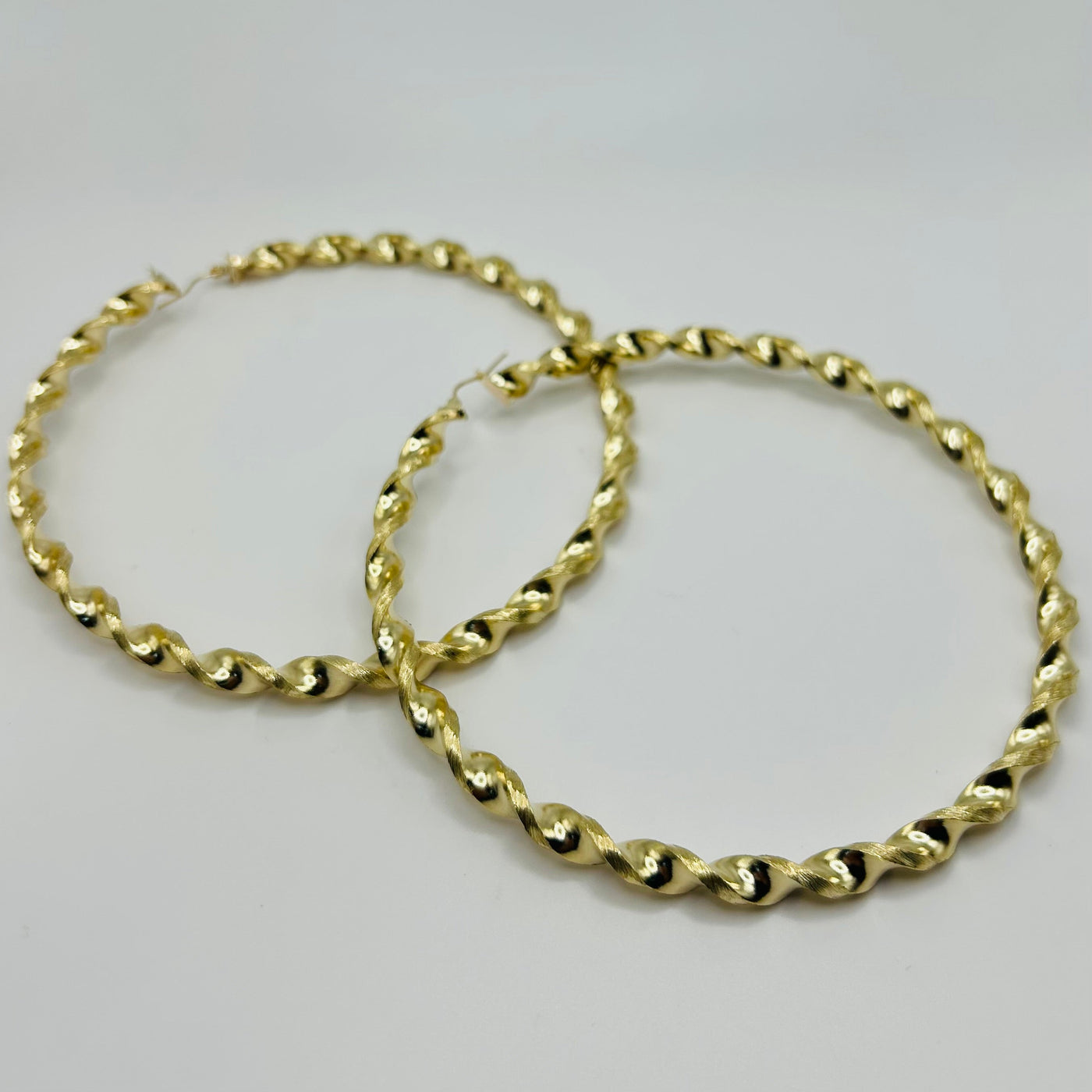10K Yellow Gold XL Fancy Twist Hoops (4")