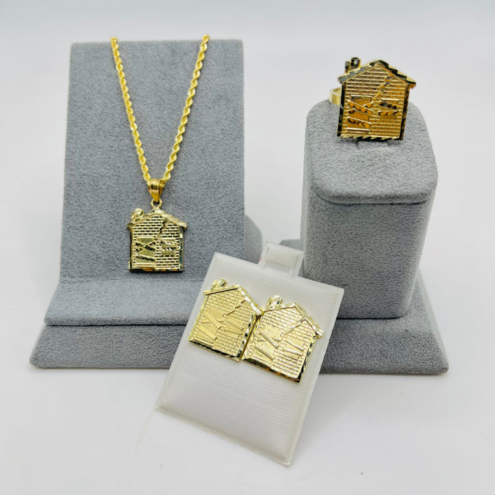 10K Yellow Gold Trap House Set