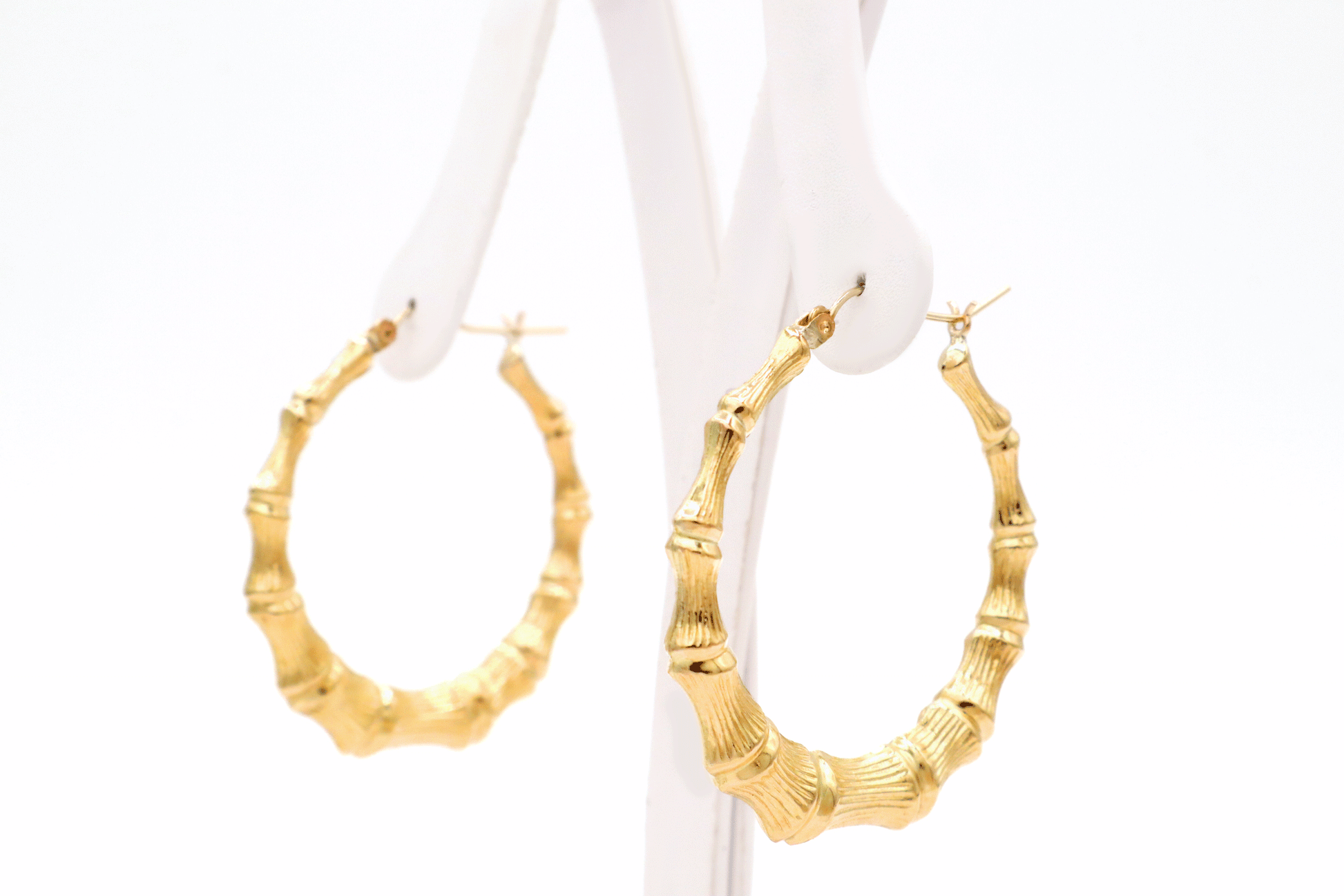 10K Real Gold Bamboo Hoop Earrings STF Diamonds STF DIAMONDS