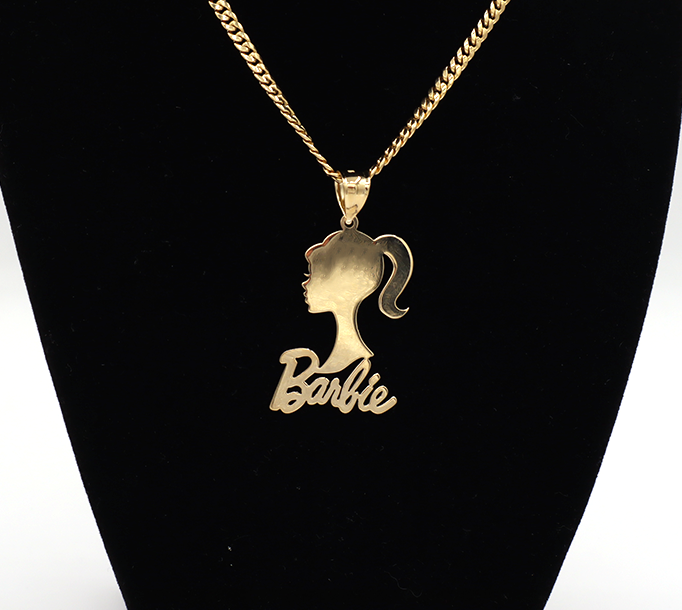 10K Real Gold Beautiful Barbie Side Face Charm (Single plate and Double Plate)