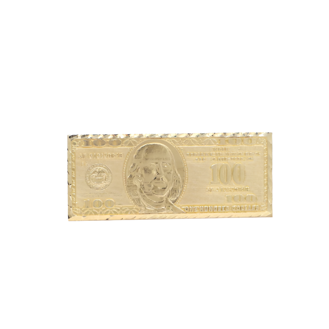 10K Solid Yellow Gold Franklin Deuce — $100 Bill Two-Finger Ring