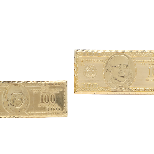 10K Solid Yellow Gold Franklin Deuce — $100 Bill Two-Finger Ring