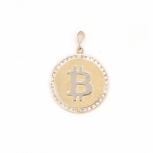 Bitcoin Logo Get Young and Rich 10K Pure Yellow Gold Charm- STF DIAMONDS