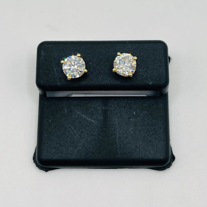 14K Yellow Gold Lab Diamond 4 Prong Earrings
