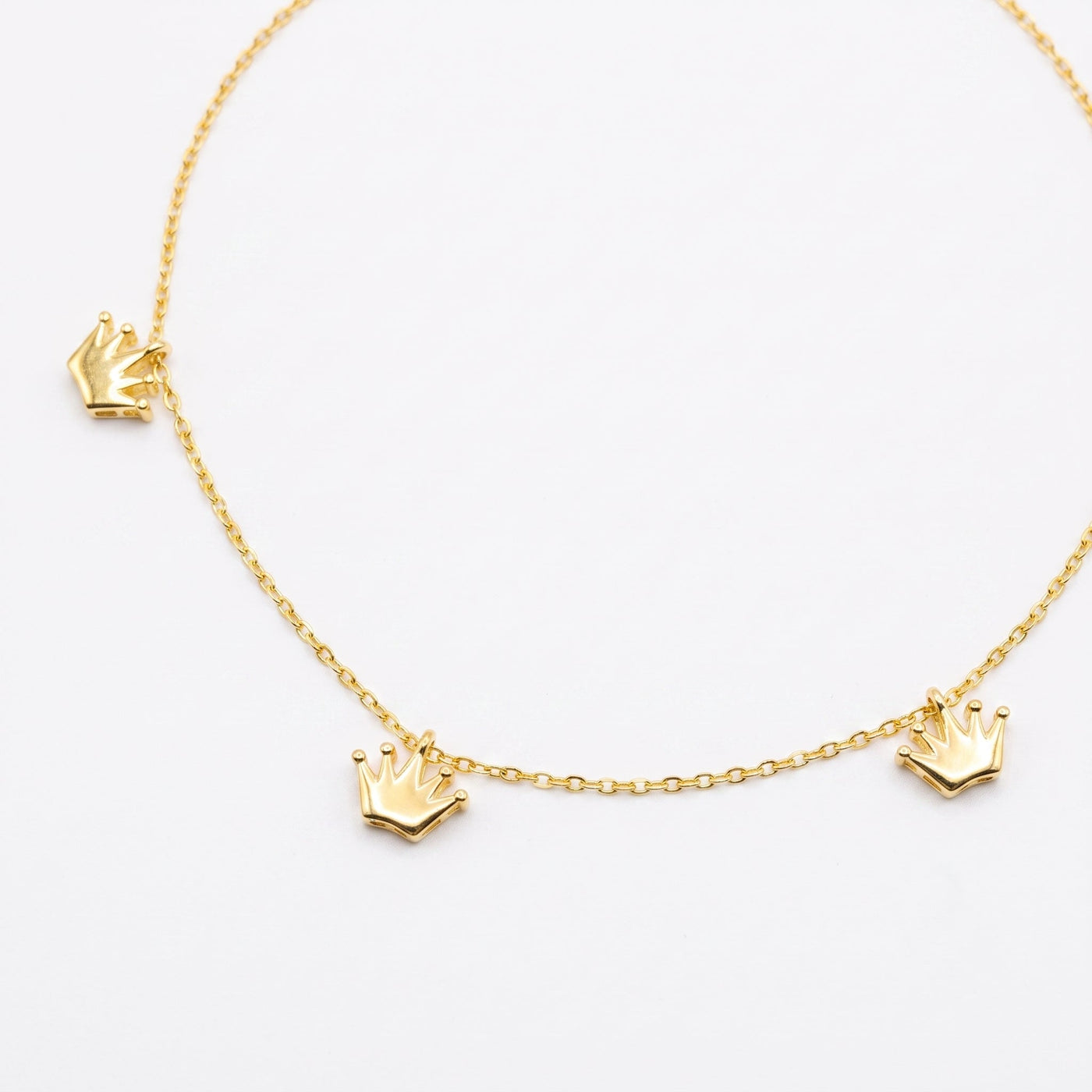 Corona Anklet — Crown Charm Anklet, 10K Yellow Gold