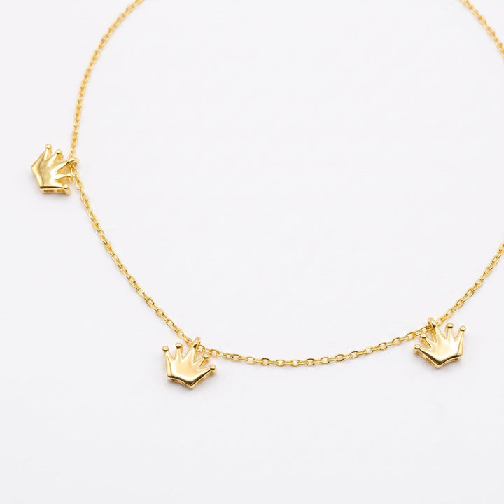 Corona Anklet — Crown Charm Anklet, 10K Yellow Gold
