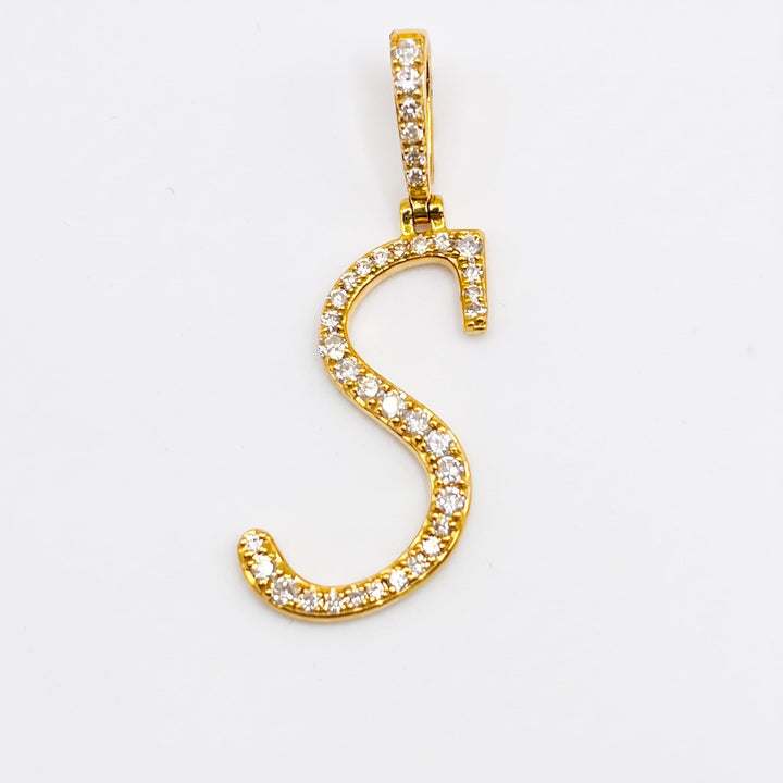 Initial Ice — Diamond Initial Charm Cursive, 14K Yellow Gold