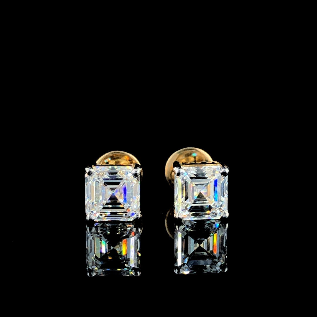 10K Solid Yellow Gold Princess-Cut Lab-Grown Diamond Stud Earrings