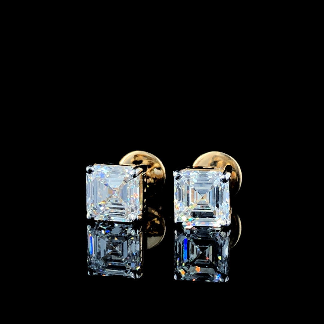 10K Solid Yellow Gold Princess-Cut Lab-Grown Diamond Stud Earrings
