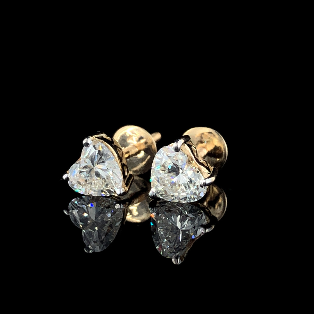 10K Solid Yellow Gold Heart Lab-Grown Diamond Earrings (Allnatt)