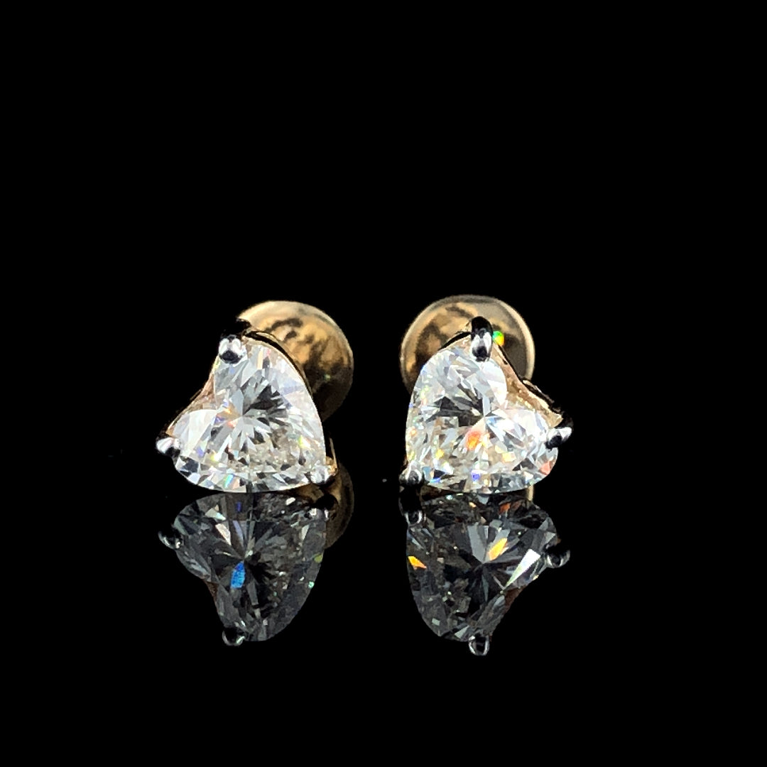 10K Solid Yellow Gold Heart Lab-Grown Diamond Earrings (Allnatt)