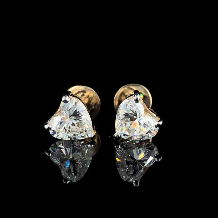 10K Solid Yellow Gold Heart Lab-Grown Diamond Earrings (Allnatt)