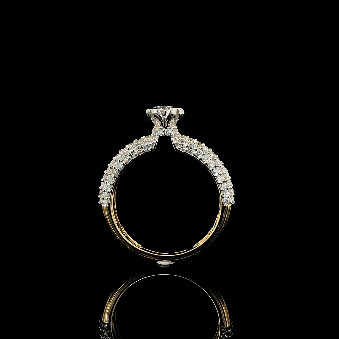 Lab Grown The Signature Round radiant Diamond Ring Wedding 14k Yellow Gold - STF DIAMONDS