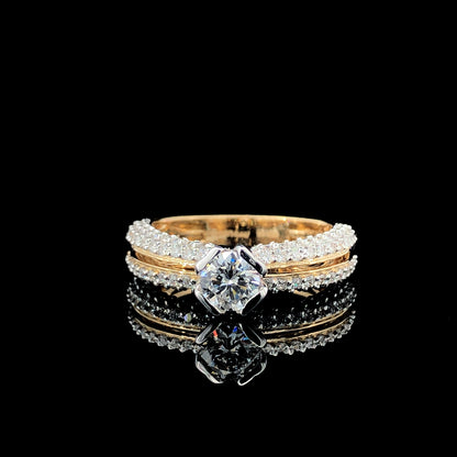 Lab Grown The Signature Round radiant Diamond Ring Wedding 14k Yellow Gold - STF DIAMONDS