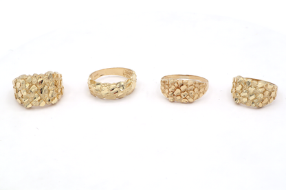 10K Yellow Classic Gold Nugget Style Ring