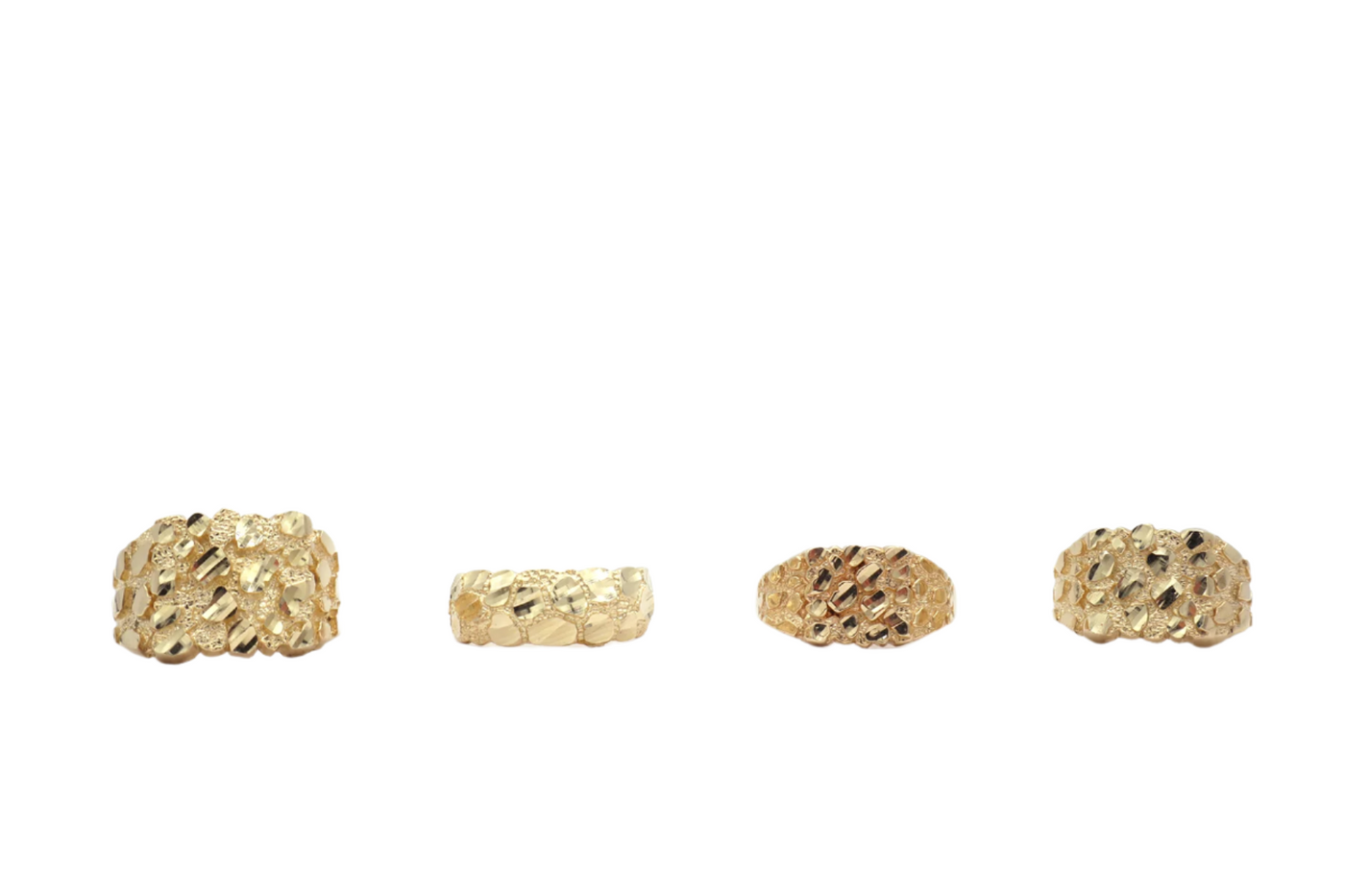 10K Solid Yellow Gold King's Treasure X Nugget Men's Ring