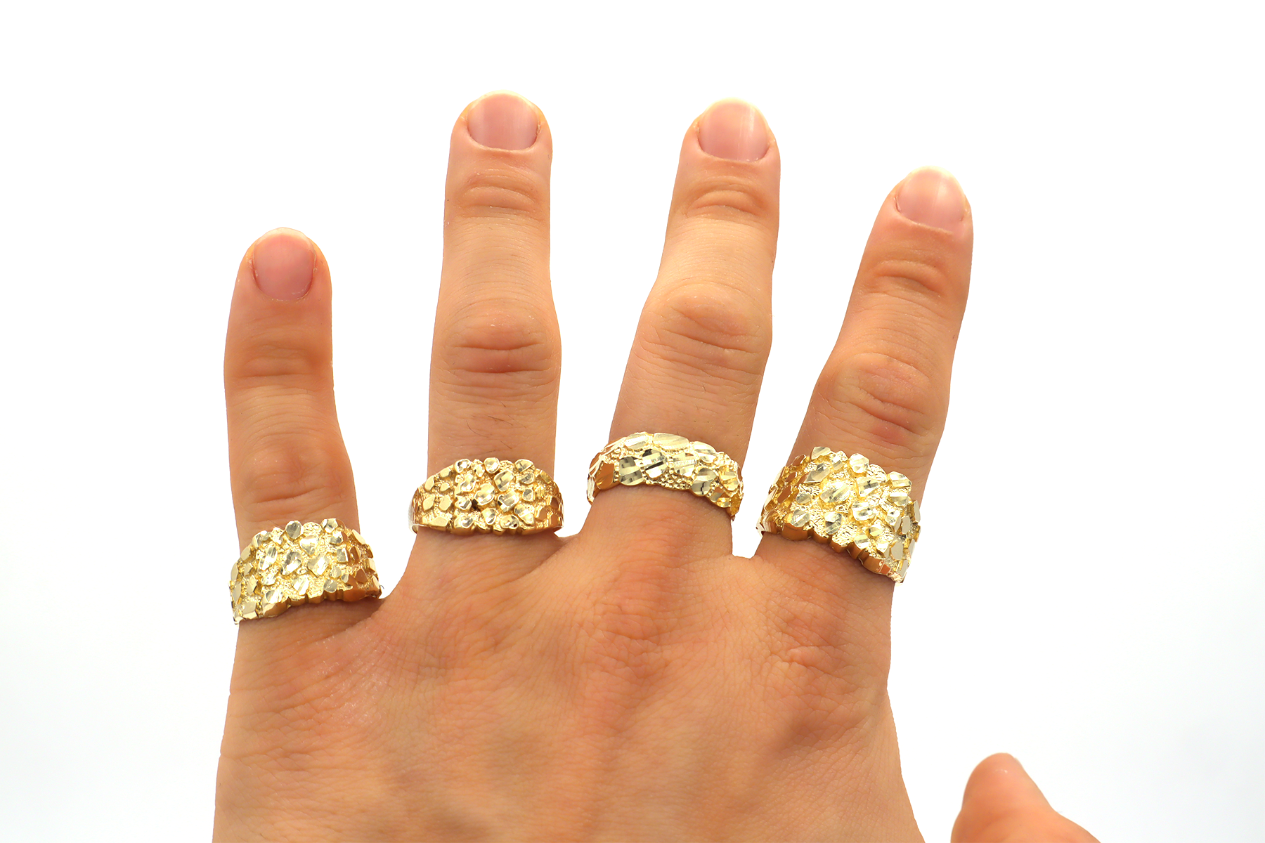 10K Yellow Classic Gold Nugget Style Ring