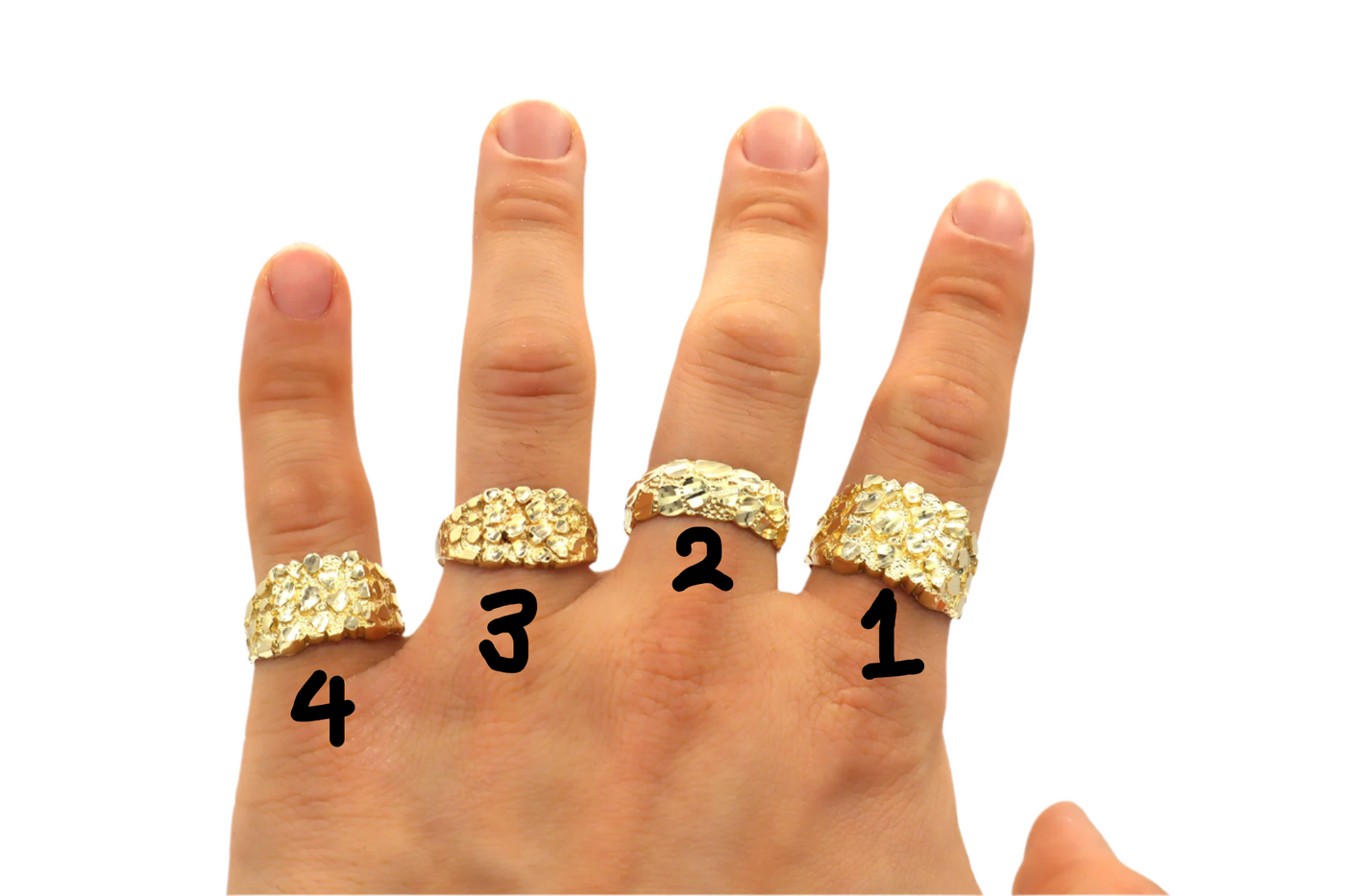 10K Solid Yellow Gold King's Treasure X Nugget Men's Ring