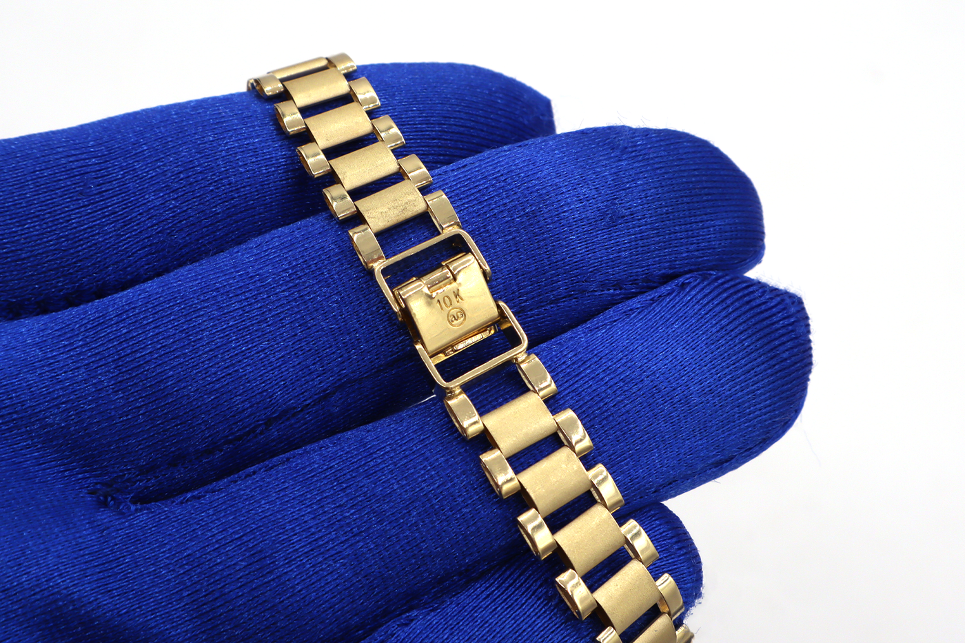10K Solid Yellow Gold Statesman Chain — Classic Watch-Band Link Chain